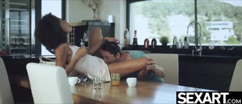 Luna C's Morning Delight: Curvy Black Mom Serves Coffee and Cock