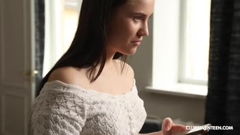 Teen (18+) Reads & Rides A+ Hard Cock To Pleasure