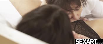 Shared Bliss: Petite Brunette Lesbians Unite with Vibrator
