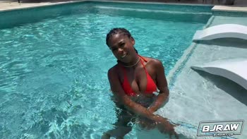 Petite Ebony Babe Hazel Grace Sucks Romeo Mancini's Big Cock Outside
