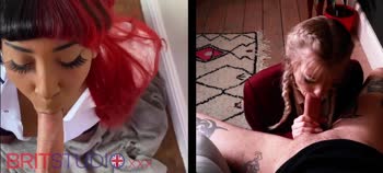 Blowjob Bonanza: British Babes Face Off in Sizzling Spit Showdown