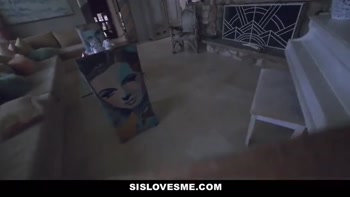 Bratty stepsister gets fooled into sucking cock