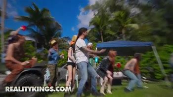 REALITY KINGS - Cheerleader Kait’s Wild Outdoor Bash Heats Up With Tit Flashes, Pussy Eating And Cheered-On Sex