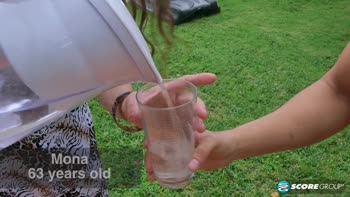 Lawn Boys Get a Sizzling Blowjob from a Mature Brunette