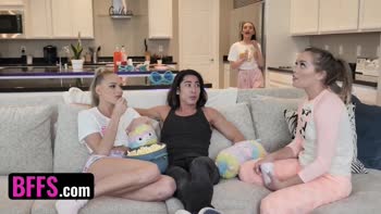Sera Ryder, Emma Hix, and Katie Kush Share a Steamy Pajama Party Orgy