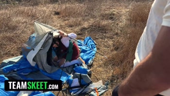 Megan Mistakes Seduces Grumpy Chaperone in Woods Tit Flash & Footjob