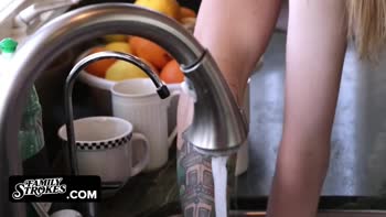 Stepbro's Kitchen Sink Surprise: Sexy Teen (18+) Stuck & Pounded