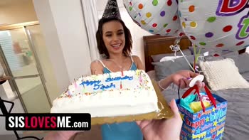 Aria Valencia Teases Stepbro Joshua Lewis with Lustful Birthday Blowjob