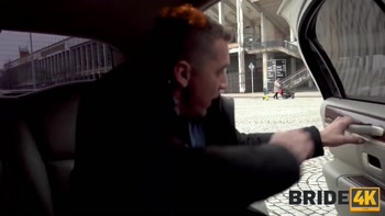 BRIDE4K. Future spouses don't lose time and fuck in limo while on route to the wedding