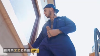 BRAZZERS - Sexy Kayley Gunner Gets Double The Pleasure From Husband Mick & Adonis The Window Washer