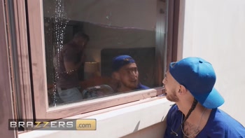 BRAZZERS - Sexy Kayley Gunner Gets Double The Pleasure From Husband Mick & Adonis The Window Washer