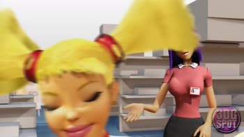 Cartoon Cuties Double Dildo Delight in Public