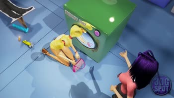 Cartoon Cuties Double Dildo Delight in Public