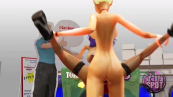 Cartoon Cuties Double Dildo Delight in Public
