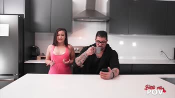 Teen (18+) Babes Suck Step Dad & Brother POV Blowout