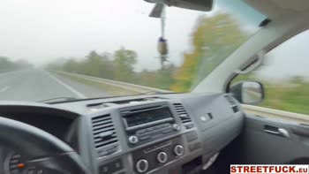 Sky Pierce's Wild Ride: Blonde Babe Flags Down Cars for Public Sex