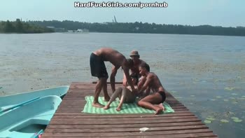 Teen (18+) Brunette Gangbanged in Public: Hard Anal & Blowjob