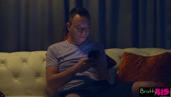 Ohana Petite watches Zazie Skymm Fuck Her Stepbro & Joins in for Midnight Threesome