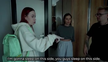 Step Stepmom and Step Stepsister Share Bed with Step Stepson in Wild Hotel Fuck (feat. Kisscat)