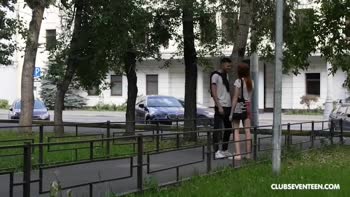 Freckled Redhead's Steamy Encounter: Petite Teen (18+) Delivers a Sizzling Blowjob