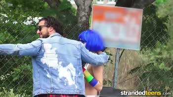 Mikayla Mico's POV Pickup: Shaved Teen (18+) Seduced by Clown in Uniform