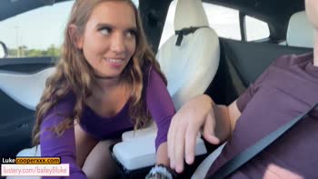 Bailey Base's Wild Ride: Amateur PAWG Scores in Moving Tesla