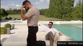 ROCCO SIFFREDI - Redhead Secretary DP'D By Two HUGE Cocks Poolside
