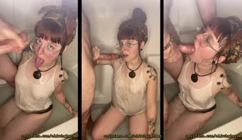 Sloppy Throatfuck Delight: Olivia Jarden's Steamy Bathtime BJ