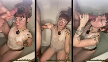 Sloppy Throatfuck Delight: Olivia Jarden's Steamy Bathtime BJ