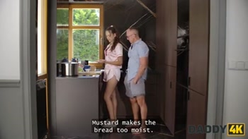 DADDY4K. Skinny girl was so nice so she showed her boyfriend's Daddy what the real deepthroat is