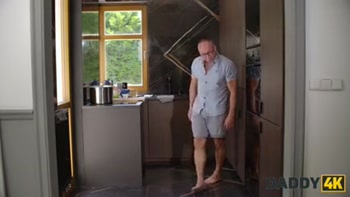 DADDY4K. Skinny girl was so nice so she showed her boyfriend's Daddy what the real deepthroat is