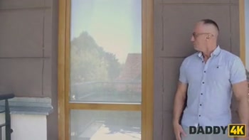 DADDY4K. Skinny girl was so nice so she showed her boyfriend's Daddy what the real deepthroat is
