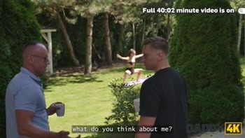 DADDY4K. Skinny girl was so nice so she showed her boyfriend's Daddy what the real deepthroat is