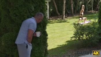 DADDY4K. Skinny girl was so nice so she showed her boyfriend's Daddy what the real deepthroat is