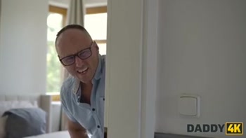 DADDY4K. Skinny girl was so nice so she showed her boyfriend's Daddy what the real deepthroat is