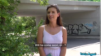 Public Agent - Hot brunette shows booty for money then takes dick on the grass