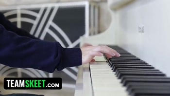 Petite naughty blonde girl Sammie Daniels needs dick stimulation to work hard on her piano skills