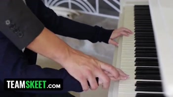 Petite naughty blonde girl Sammie Daniels needs dick stimulation to work hard on her piano skills