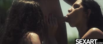 Threesome Delights: Brunette Bombshells Savor a Steamy Outdoor Affair
