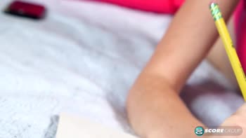 Homework's Sultry Solo Session: Blonde Teen (18+) Gets Her Education in Self-LOVE