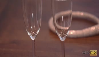 OLD4K. Sex of Mature Guy and his Young Wife Starts with Cunnilingus