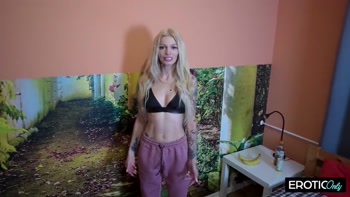 Tattooed Blonde Sucks Throbbing Cock Drooling Spit Everywhere