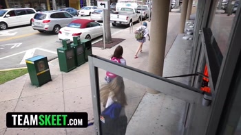 Sizzling Step Siblings Caught in Officer's Hard-Fisted Mall Mayhem