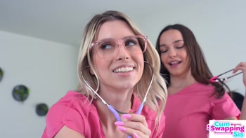 Hot Doctors Rissa May & Jill Kassidy Help Extract Patients Cum Filled Balls