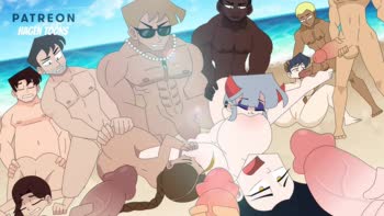 Hagen Toons' Nude Beach Orgy: Anime Babe Gangbang