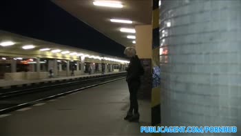 PublicAgent Blonde Sucks and Fucks on Public Train