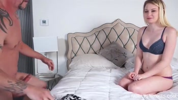 Cute Blonde Stepdaughter Sucks off Her Stepdad's Big Dick