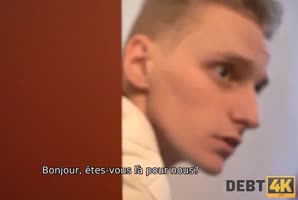 Rough Sex Debt Collection: Russian Teen (18+)'s Husband Serves His Mistress