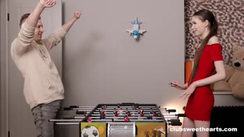 Petite Football Frenzy: Skinny Teen (18+)'s Big Cock Blowjob Delight