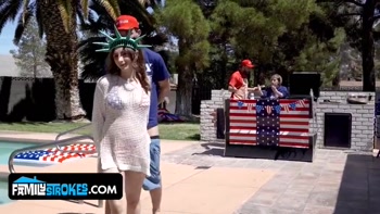 Independence Day Family Fun: Penelope Gets Double-Teamed by Stepdad and Stepbro